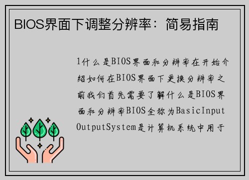 BIOS界面下调整分辨率：简易指南